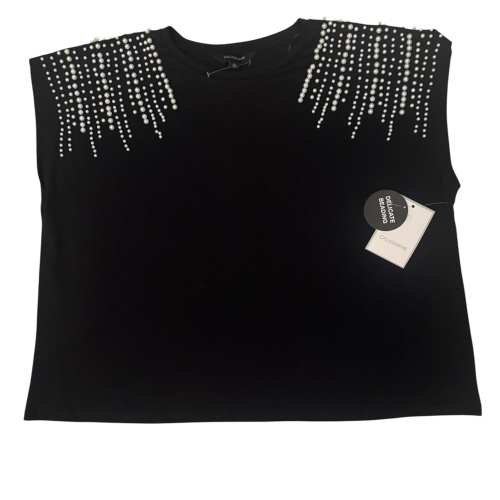 Black Pearl Embellished Muscle Tee / NWT/ size 2X